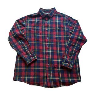Duluth Trading Co. Untucked Men's Large Tall LT Relaxed Fit Plaid Flannel Shirt